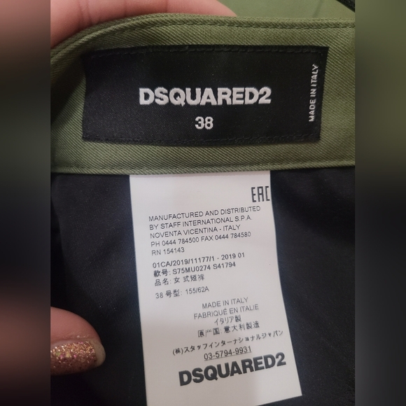 DSquared2 Military Green Cargo Lace Mesh Ring Baggy Pocket Streetwear Shorts - Picture 2 of 8